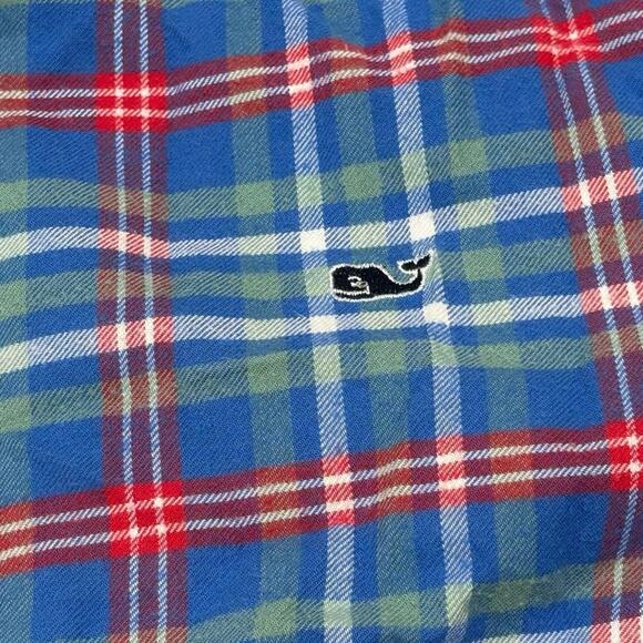 Vineyard Vines Blue Red Green flannel Plaid Button Down Shirt Size Large - Picture 4 of 6
